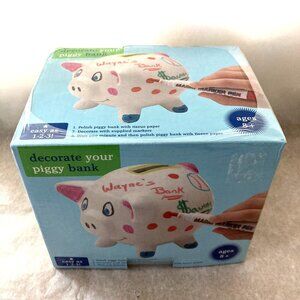 Decorate Your Piggy Bank Complete Kit With Piggy Bank & 6 Color Markers 4.5"x4"